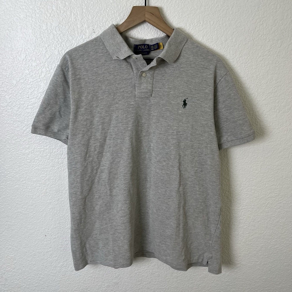 Polo Ralph Lauren Polo Shirt Mens XXL Gray Short Sleeve Custom Slim Fit Cotton